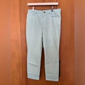 JJill Authentic Fit Cropped Jeans, FRINGED, Aqua blue, size 6